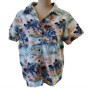 Womens Vintage Ocean Pacific 1980s Hawaiian surf shirt L